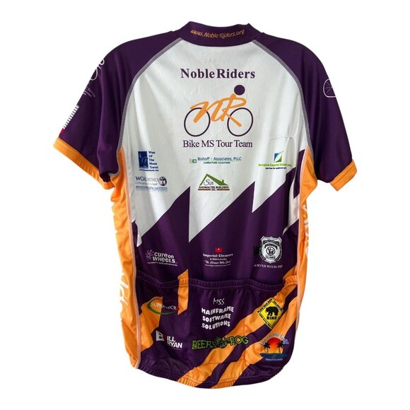 Primal Noble Riders Bike MS Tour Team Cycling Jersey Men’s M Purple Orange White - Picture 2 of 7